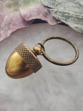 Stash Pendant Locket Keychain Brass Acorn Secret Box Keepsake